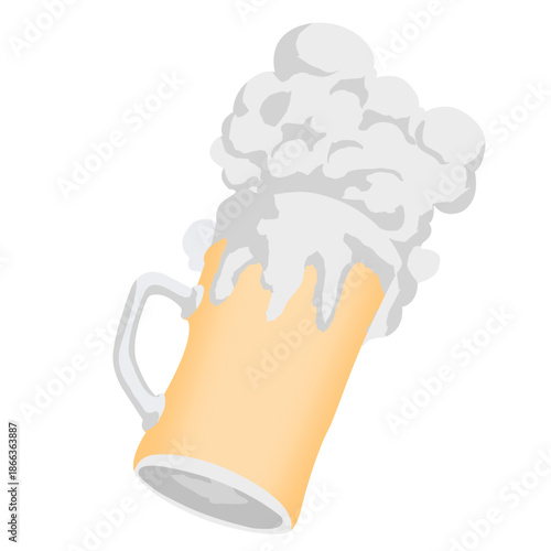 A glass of beer with melting foam