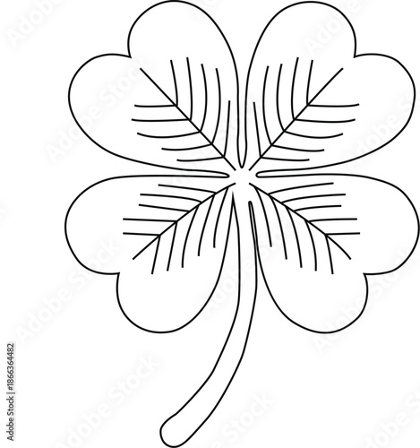 Four leaf clover outline lucky plant art
