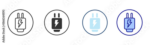 Plug Icon Set. Designed In Multi Style