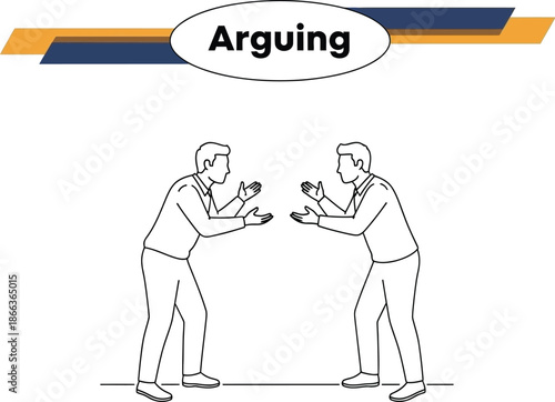 Black outline vector of two businessmen arguing face to face in a meeting