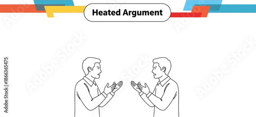 Black outline vector of business people engaged in heated discussion