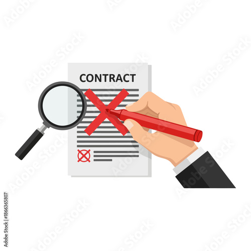 Hand holding pen near contract document.