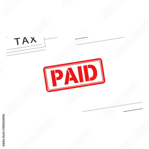 Red Paid Stamp on White Background.