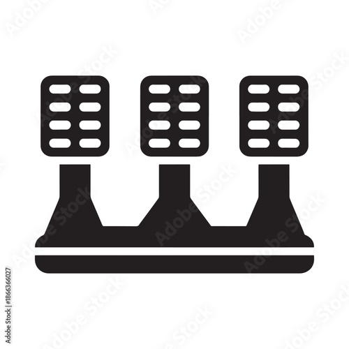 Simple black and white icon depicting three floodlights on a base