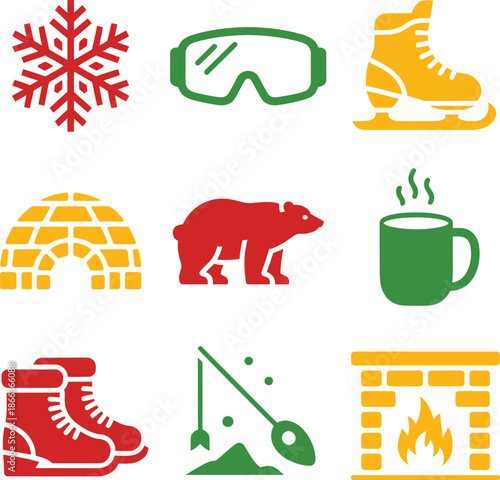 Winter sports and activities icons
