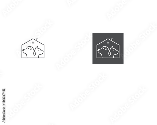 Dog and cat logo design template vector, line of pet logo design suitable for pet shop, store, cafe, business, hotel, veterinary clinic, Domestic animal vector illustration logotype, sign and symbol.