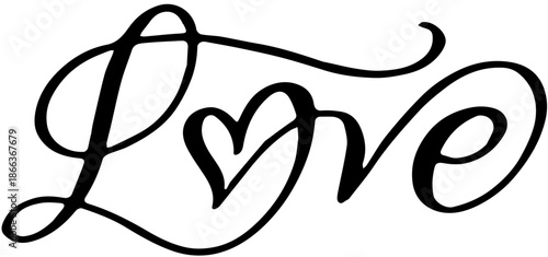  drawing of love typography lettering script font typographic lineart design. Minimalism concept of romantic card, banner, and poster sign and symbol.