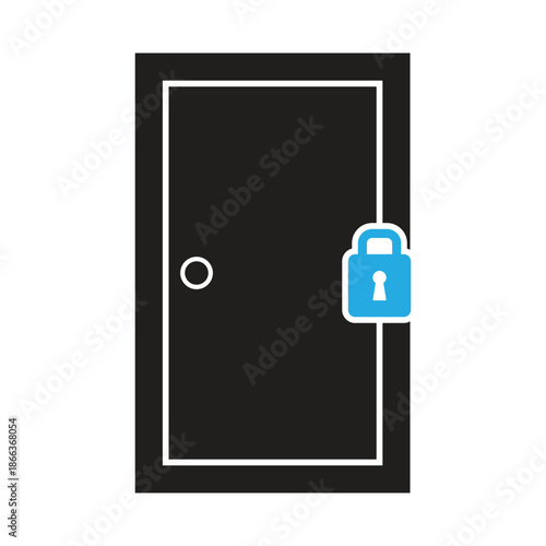 Locked Door Icon with Padlock for Security and Privacy Design