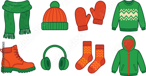 Winter clothing and accessories illustration