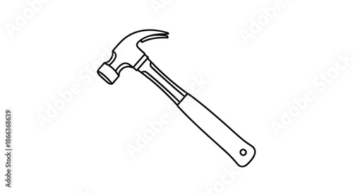 Simple black outline drawing of a standard claw hammer tool isolated on a plain white background for hardware and repair work.