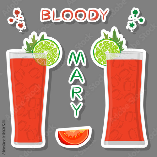 Bright illustration on theme for alcohol cocktail bloody