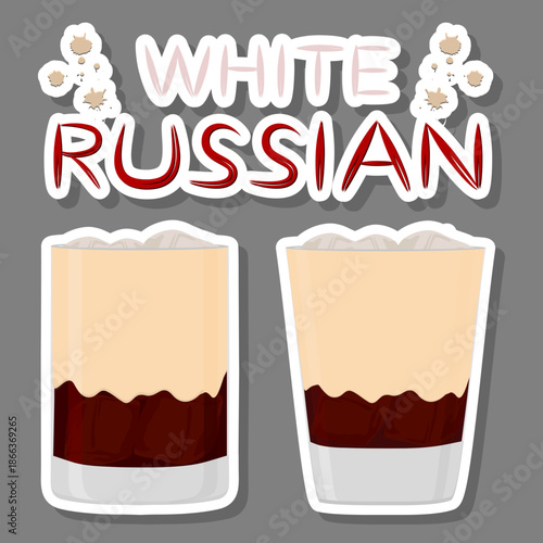 Bright alcohol cocktail white russian from coffee