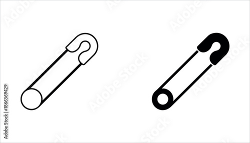 Black and white line safety pins symbol fastener line black and white clip