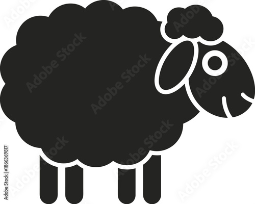 Cartoon sheep silhouette isolated on white background cute farm animal icon for agriculture livestock design vector illustration graphic element branding