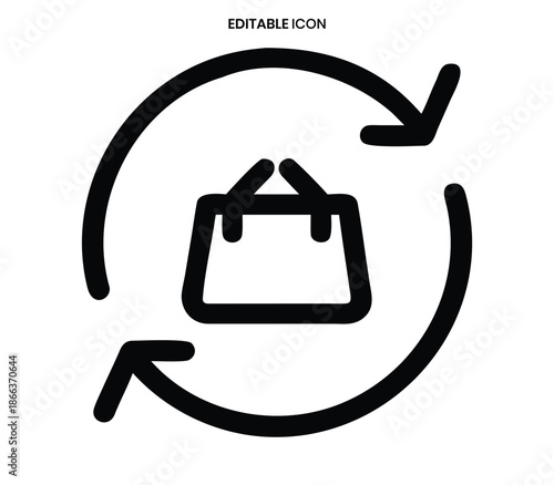 Recycling shopping bag icon symbolizes sustainability circular economy and responsible consumer choices with arrows
