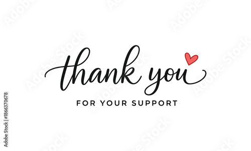 Thank you for your support with a red heart, expressing gratitude and appreciation