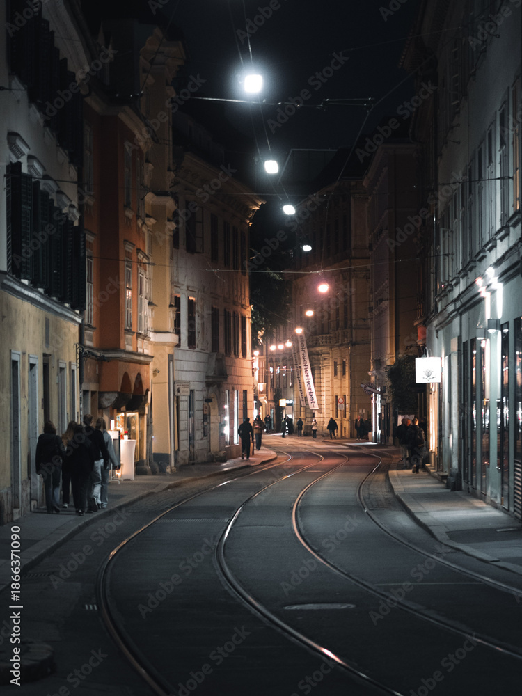 Fototapeta premium Graz Sackstrasse Night View
