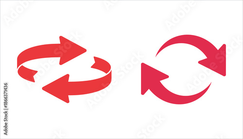 Red circular arrows on white background recycle swap