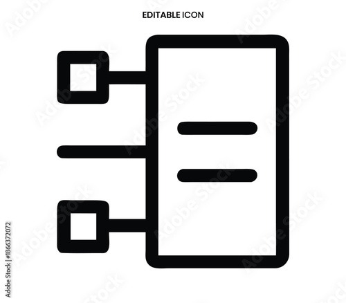Simple black and white outline of a document with attached labels and horizontal lines