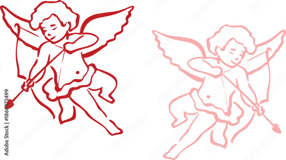 Fototapeta premium Valentine Day Love Line Icons Set with Romantic Symbols Red Vector Illustration