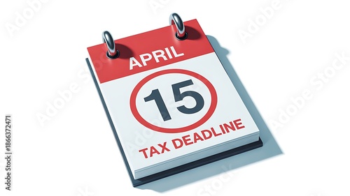 Red calendar showing April 15 as the tax deadline for financial planning and fiscal responsibility