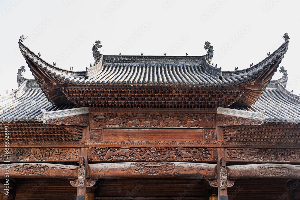 Fototapeta premium Ancient Chinese Temple Architecture in Jiangwan Town, Wuyuan