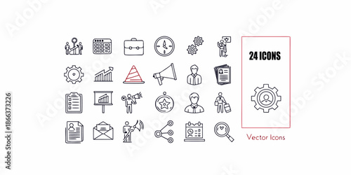 HR recruitment icons for business and management