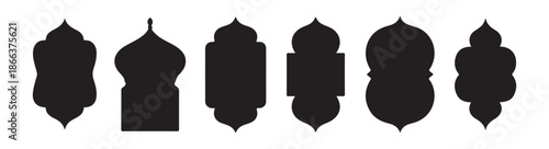 Arabic lantern frame silhouette set for ramadan kareem celebration and islamic festival card design