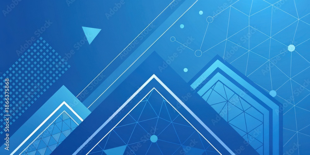Fototapeta premium Modern blue geometric shapes in abstract technology design