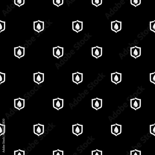 Waterproof icon, Water resistant seamless pattern isolated on black background