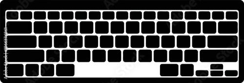 Computer keyboard vector icon. PC typing device silhouette illustration.