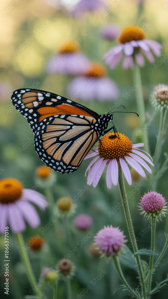 Obraz premium Monarch butterfly on coneflower