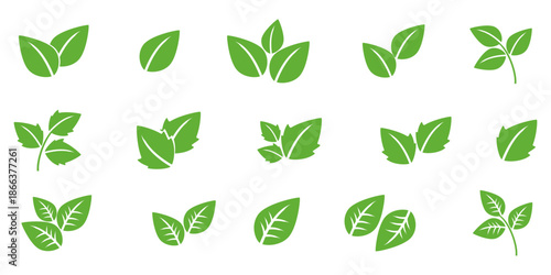 Leaf vector symbol, leaf illustration or leaf emoji in flat style. Spring leaf design, ecological nature theme.	
