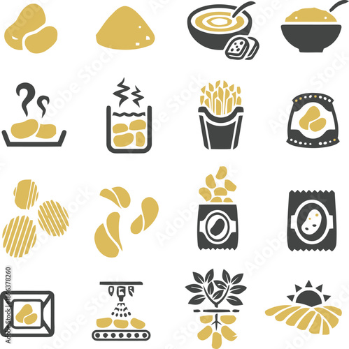 Potato products and processing icons