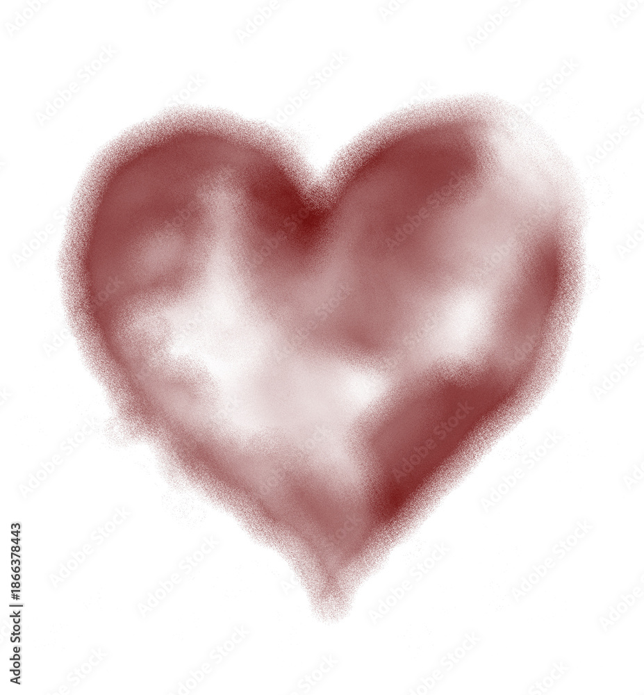 Fototapeta premium An abstract, red heart graphic design element on transparent background, for themes of love, romance, passion, emotional concepts, Valentine's day, greeting cards. smoky, blurred and artistic feel