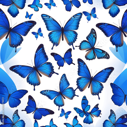 Collection of blue butterflies flying in different directions Vector