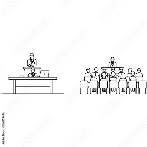 Public Speaking Event with Audience and Presenter Setup