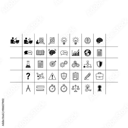 An eye test chart illustration with letters and symbols designed like a calendar concept for vision testing and visual clarity