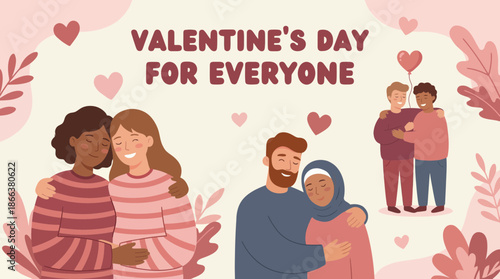 Valentine's day celebration embracing love and diversity