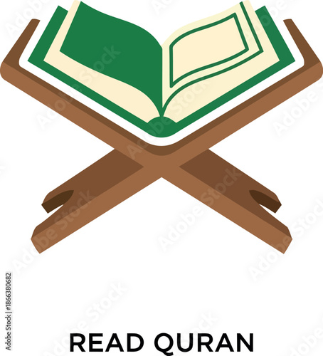 Ramadan Vector Illustration of Quran on Rehal Stand for Islamic Holy Month Designs