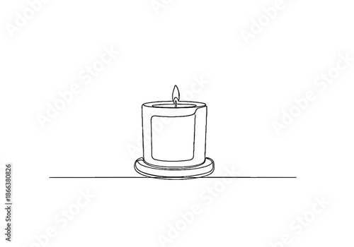 Outline of a candle on a table with a plate base  