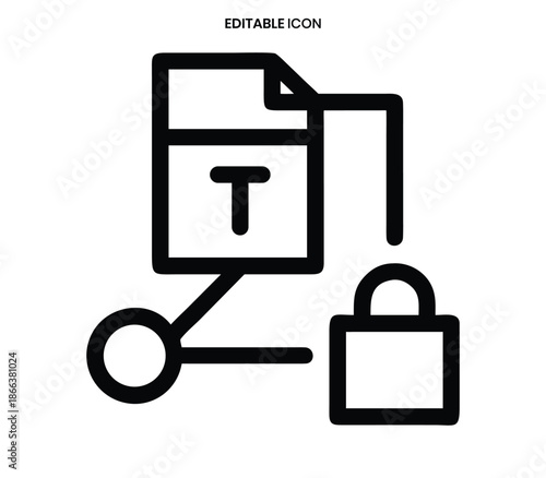 Secure document editing with a lock symbol representing protected file modification and access control