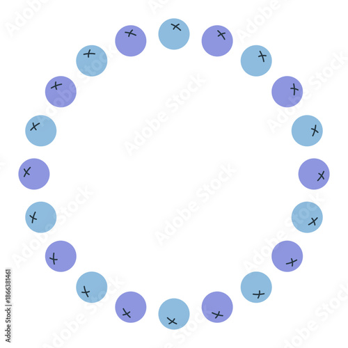 Round vector frame made of cute blueberries. Berry frame design. Vector illustration. Decorative food template