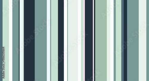 Modern seamless pattern of vertical stripes in a sophisticated and calming color palette of sage green, navy blue, and white.