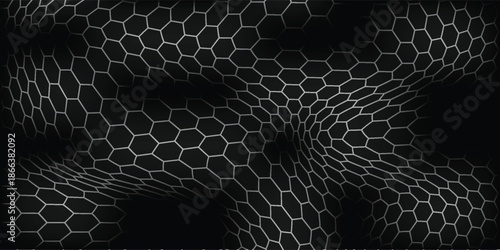 hexagon pattern. Texture bee comb grid. Flat vector illustration isolated on dark background.