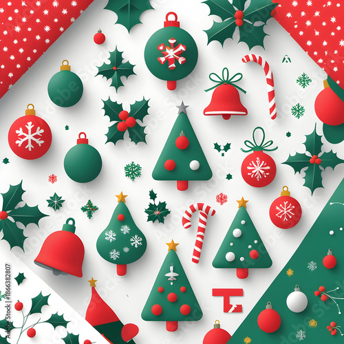Flat design elements collection for Christmas season celebration