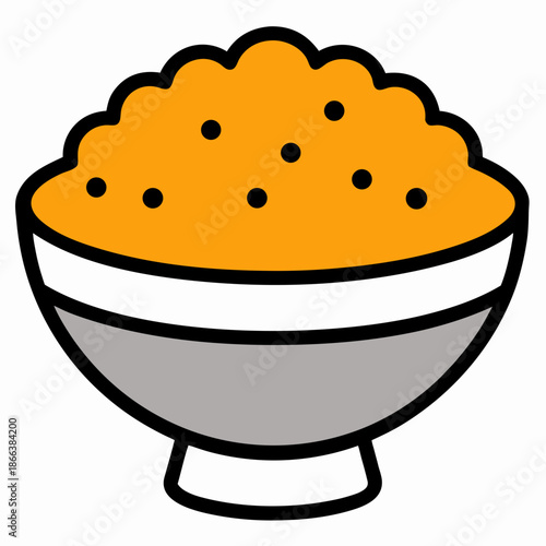 A Bowl of Curry Rice Shown With Minimalist Illustration