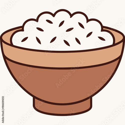 A bowl of rice representing a minimal illustration design