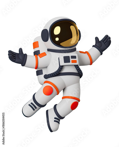 3D Cartoon Astronaut Wearing Space Suit with Wide Smile and Open Arms