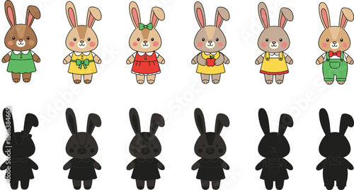 WeCartoon bunny matching puzzle, silhouette recognition game, preschool activity sheet, visual discrimination, educational printable, cognitive skills, kids learning, funb